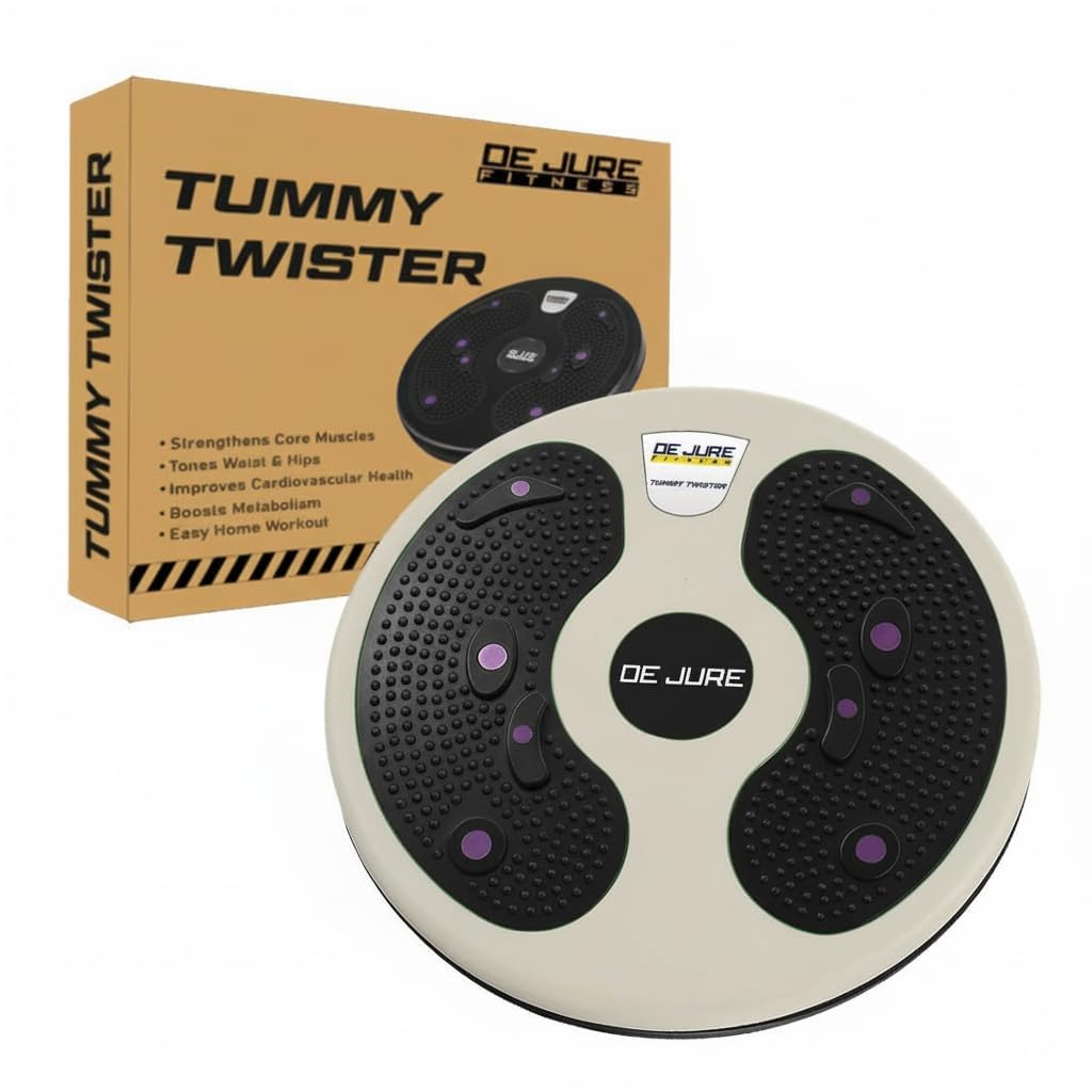 De Jure Fitness Tummy Twister & Abs Trimmer | Exercise Roller & Waist Shaper for Men & Women | Non-Slip Home Workout Equipment for Weight Loss & Core Training - Black
