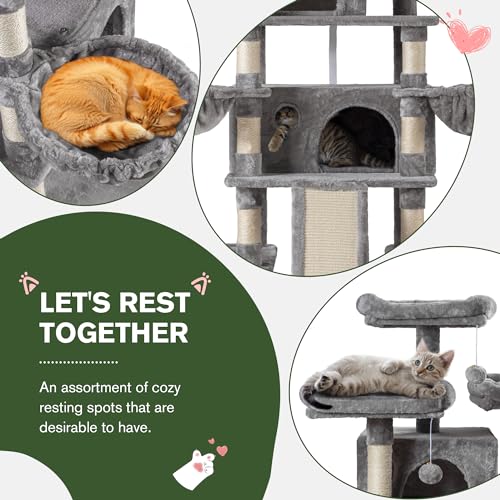 Árbol para gatos multi-niveles grande 68 pulgadas gris miniatura 3