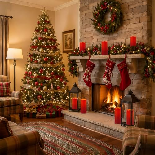 Image of Homemory 4 inchx10 inch Burgundy Flameless Candles, Red Candles, Outdoor Waterproof Flameless Candles with Remote and Timers, Battery Operated LED Pillar Candles, Christmas Decor, Won't Melt Plastic, Set of 2