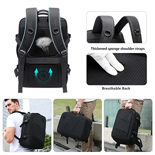 Travel-Laptop-Backpack-Extra-Large-25-40L-Expandable-Carry-On-Backpack-for-Women-Men-with-USB-Charging-Port-Water-Resistant-Luggage-Computer-Backpacks-Bag-Fits-173-Inch-Laptop-and-Notebook-Black