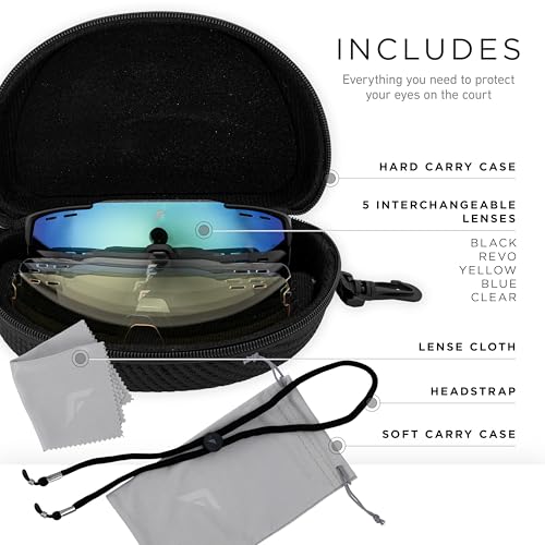 Image of Franklin Sports Pickleball Sunglasses - Sport Glasses with (5) Lenses Included - Indoor + Outdoor Goggles - Eyewear Kit