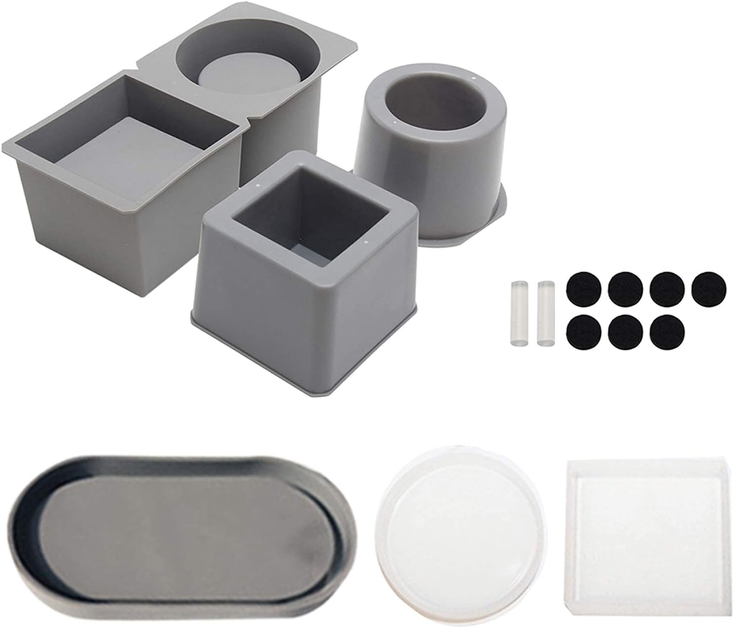 Concrete Molds, DIY Reusable Silicone Planter Mold Flower Pot Mold Set Cement Concrete Square Round Accessories Concrete Planter Smooth Surface, Easy to Demold