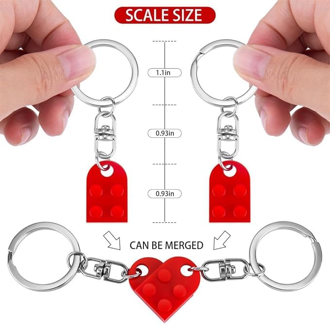 Image of Couples Matching Stuff Gifts Valentine's Day Gift for Girlfriend Wife Boyfriend Husband - Red Heart Keychain Couple Gift - Romantic Love Key Ring for Her Him - Glitter Cherry Bag Charm