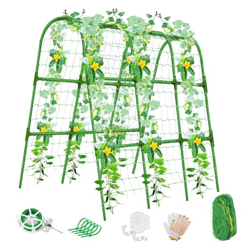 Joyhalo Cucumber Trellis for Raised Bed, U-Shape Garden Trellis for Climbing Plants Outdoor, 51 * 35 * 48in Metal Arch Vegetables Trellis, Plant Support for Vegetable Vine Pea Bean Tomato
