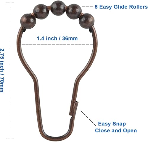 Miniatura 15 de Anillos de ganchos para cortina de ducha, anillos de cortina de ducha de metal inoxidables para cortinas de baño, juego de 12, níquel