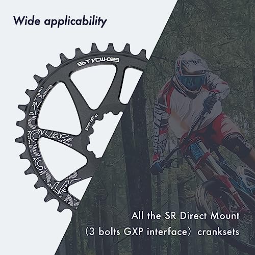 DJC Bike Chainring Direct Mount 3mm Offset Oval Chainring for Sram GXP Interface Crankset Aluminum Lightweight 30 32 34 36 38 Tooth (36T) - Thumbnail 7