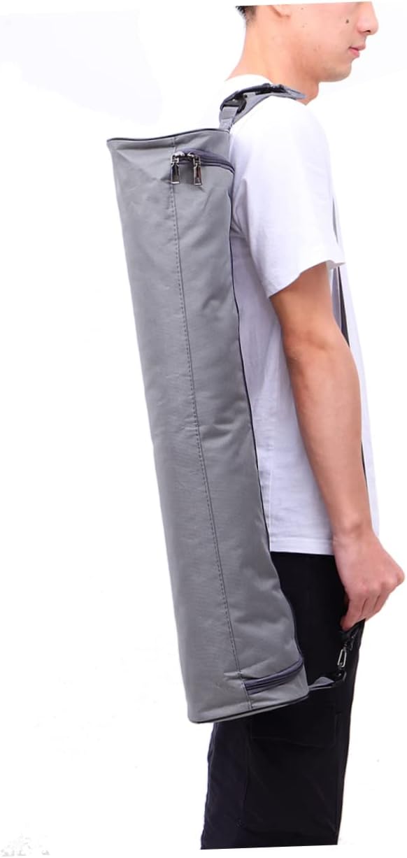 Totority Canvas Yoga Mat Storage Bag with Zipper Shoulder Strap for Gym and Travel Gray Yoga Carrier Pouch