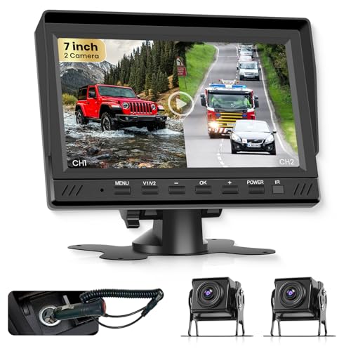 Câble pour 2 caméras de recul VECHTEL avec moniteur 7 pouces et carte SD 64 Go pour SUV