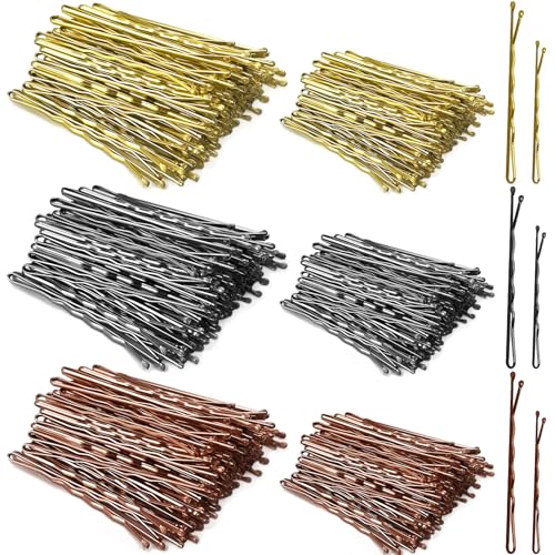 600 Pieces Bobby Pins, 5cm/6cm Hair Clips for Women Hair Grips Invisible Wave Hair Styling Pins (Black & Brown & Blonde)
