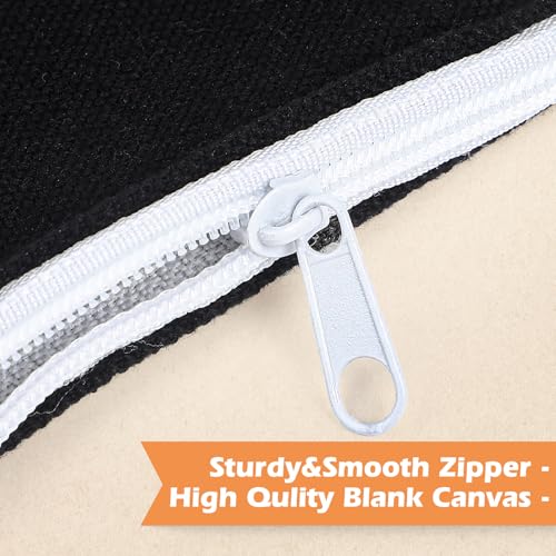 Image of Frienda 50 Pcs Canvas Zipper Pouch Bulk Gift Small Blank Pouch Makeup Bag Cosmetic Toiletry Bag Appreciation Gift for DIY Craft Projects Employee Coworkers Staff Team(Black with White Zipper)