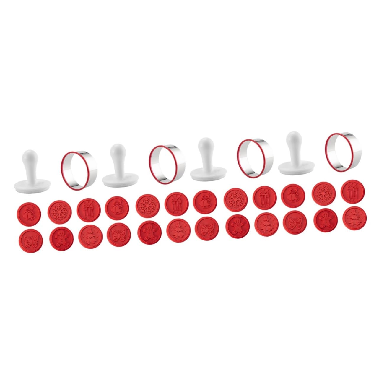 TOPBATHY 4 Sätze Cookie-Stempel Kuchen verzieren Ringform de para gelatinas weihnachts backform weihnachts plätzchenformen Gebäck Ausstecher aus Silikon Weihnachtsplätzchenform pp rot