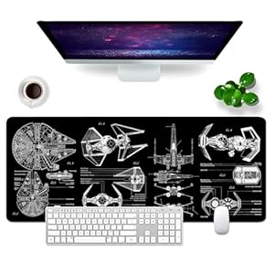 Alfombrilla de mouse negra para juegos, alfombrilla de mouse grande XL de 31.5 x 11.8 x 0.12 pulgadas, almohadilla de teclado de diseño grande (diseño -6)