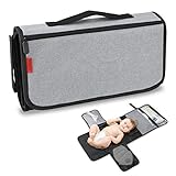 [Mehrere Taschen - große Kapazität]: YOOFAN abwischbar baby wickelunterlage ist mit 5 Taschen, 1 großen Windeltasche, 1 transparenten Tasche mit Klettverschluss für Cremes, Babyöl und Spielzeug und 1 großen Innentasche für Babykleidung leicht zu transportieren , 1 offen vergrößerte Gewebetasche, 1 Außentasche mit Reißverschluss für Telefon, Schlüssel.