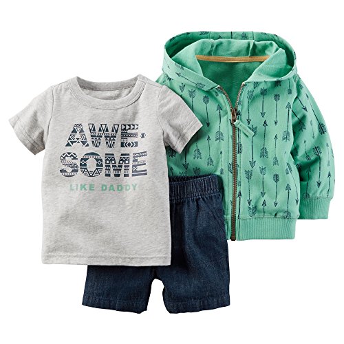 Tenue bébé garçon facile à enfiler avec gilet chaud vert 9 mois
