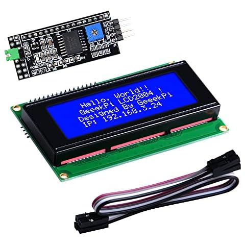 GeeekPi IIC/I2C 2004 20x4 Character LCD Module Display, Support I2C Protocol, LCD 2004 Module Shield for Arduino Uno Raspberry Pi Cover