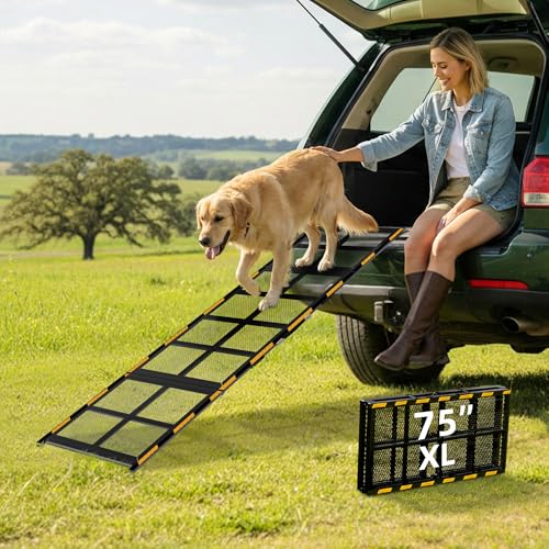 Artpet Wide Dog Ramp for Car 75” Long, Folding Outdoor Pet
