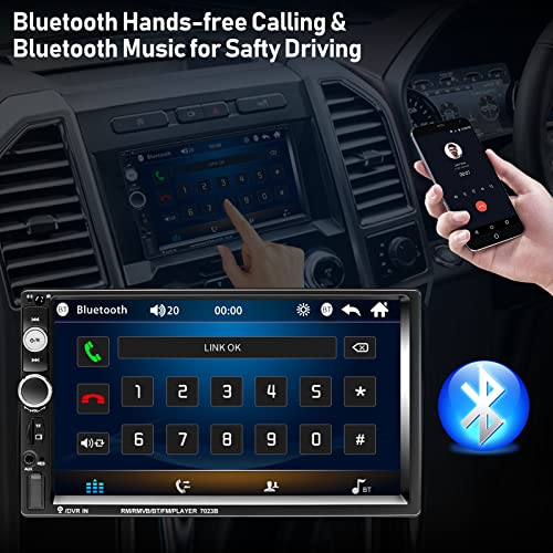 Camecho Double Din Car Stereo 7 Inch Touch Screen Car Radio Bluetooth Multimedia Player With Mirror Link Hands-Free Calling Fm Head Unit Supports Steering Wheel Control Backup Camera Usb Sd Aux-In #TOP1