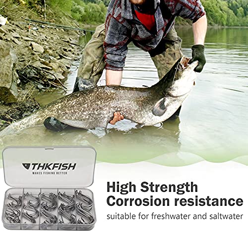 THKFISH 100 Stück Octopus Circle Hook Baitholder Angelhaken Stachelhaken Haken Angeln Einzelhaken Kreishaken Wallerhaken… – Bild 7