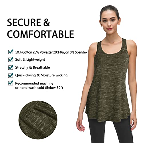 Image of Cestyle Womens Sleeveless Scoop Neck Flowy Loose Fit Workout Shirts Racerback Long Tank Tops
