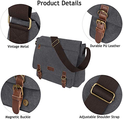 S-Zone Vintage Canvas Messenger Bag School Shoulder Bag 14 Inch Laptop Briefcase #TOP4