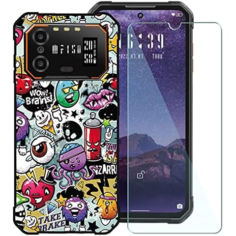 CXKJ Case + Screen Protector for IIIF150 B1 Pro (6.50 inch),Black Silicone Cover Soft Case band Tempered Glass Film,for B1 Pro Glass Film - A10 Cover