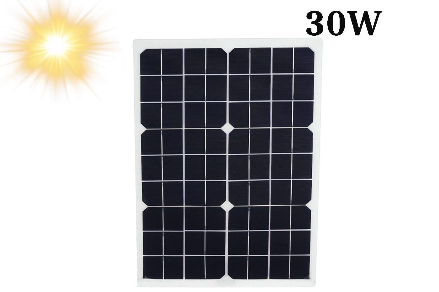 Yasta Pannello Solare Monocristallino 12V 30W per Barche, Camper e Auto - Kit Caricabatterie con Pinze a Coccodrillo - Modulo Fotovoltaico Impermeabile IP65 per Mantenimento Carica Batteria