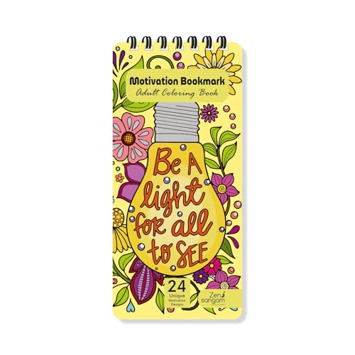 Image of Zen Sangam Motivation Bookmark Coloring Book for Young Adults and Art Passionates - 24 Unique Motivation Designs - Size: 15 x 6.3cm - Handy IPhone size - Cool Gifts - Mind Relaxation & Stress Relief