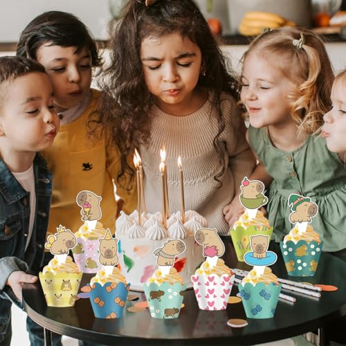 Kit de capybara para decorar magdalenas en mesas de dulces y bodas 5