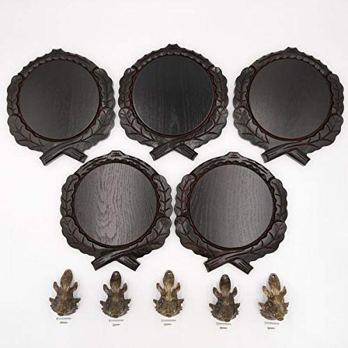 GTK - Juego de 5 placas de cuña talladas oscuras AF 17,5 cm con 5 piezas de cabeza de cuña grande, tabla de cuñas, tabla de especias, cartel para trofeos