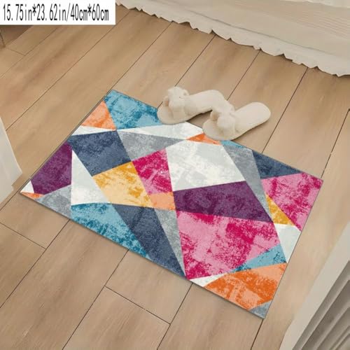 Tapis d'entrée géométrique coloré pour protéger et décorer le sol