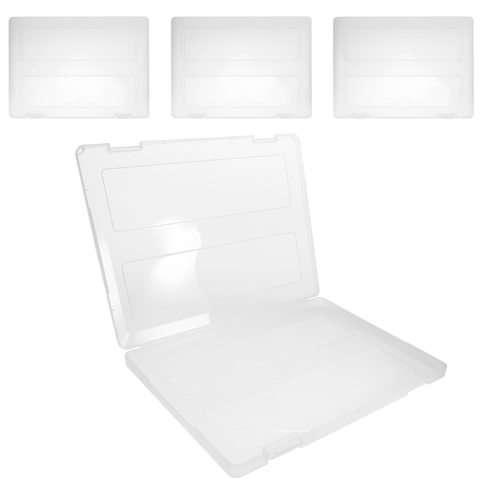 Cabilock 4pezzi Cartellina Trasparente per Documenti Scatola Portaoggetti Portatile in Pp Coperchio per Archiviazione di Assegni Ricevute e Documenti