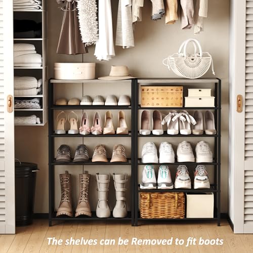 Image of HOMEFORT 6 Tiers Shoe Rack Organizer,23 inch Shoe Storage Shelf for Closet, Shoe Rack for Entryway, Each Tier Fits 3 Pairs, Shoe Stand with Metal Shelves and MDF Top Board, Washed Gray