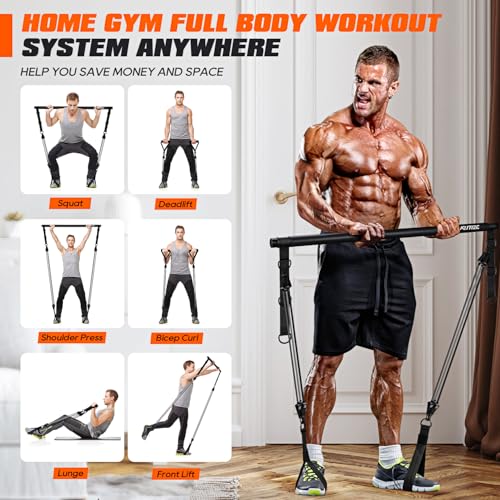 Image of KUTIZE Pilates Bar Kit with Resistance Bands, Heavy Duty Pilates Equipment for Men, Training Bands with Handles for Legs, Hip, Back, Arm, Abs, Chest, Shoulders, Portable Home Gym Workout Equipment