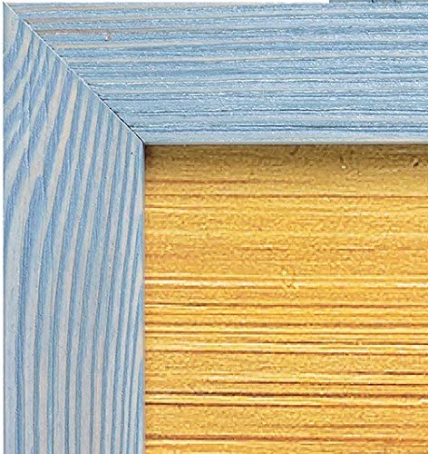 Image of Rustic Wooden Poster Picture Frame 11x17 - Natural Solid Eco Distressed Wood for Wall Mounting Photo Frame - Blue