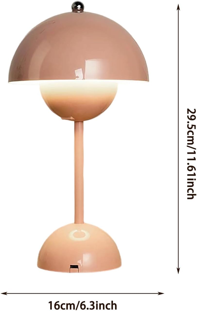 Flowerpot Lamp, Modern Flower Bud 12" Cordless Touch Dimmable 2600mAh Rechargeable Desk Lamps Nordic Minimalist Mushroom Lamps Retro Nightstand Bedside Lamp for Bedroom Living Room (Blue)
