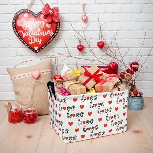 Image of Cute Heart Valentine's Day Basket for gifts empty Storage Basket for Kid and Baby Room Decor (Love Red Heart)