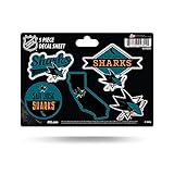 Rico Industries NHL Hockey San Jose Sharks 5-PC Sticker Sheet