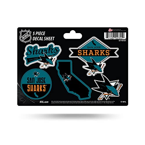 Rico Industries NHL Hockey San Jose Sharks 5-PC Sticker Sheet