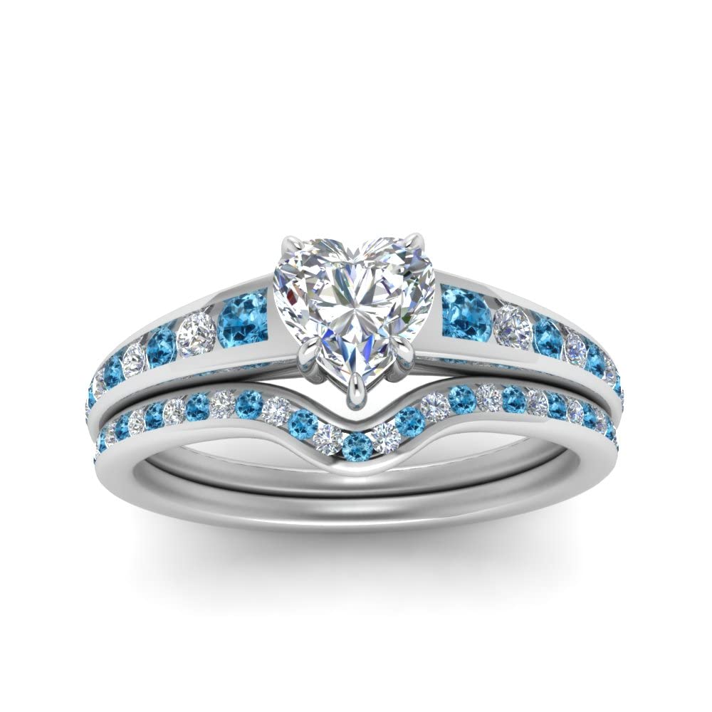 Choose Your Gemstone Graduated Channel Setting Diamond CZ Wedding Sterling Silver Heart Shape Wedding Engagement Birthstone Stackable Ring Size US 4 to 12