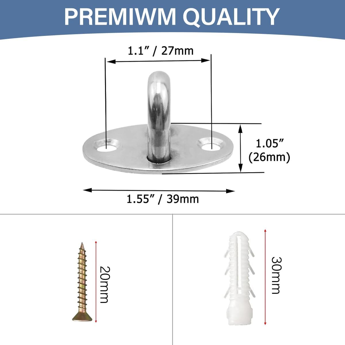 4 PCS Hammock Hooks Hanging kit, Heavy Duty Ceiling Mount Hooks for Wall/Ceiling Mount Indoor & Outdoor, 304 Stainless Steel for Wood & Concrete & Metal - Image 3