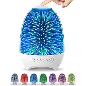 Nachttischlampe Touch Dimmbar, Bluetooth Lautsprecher mit Licht 3D Glass RGB Farbwechsel LED Tragbarer Bluetooth…