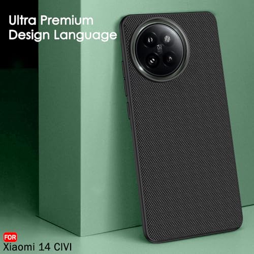 Image of TheGiftKart Back Cover Case for Xiaomi 14 Civi 5G | Slim & Lightweight | Ultra-Premium Design | Camera Protection Bump | Fabric Texture Case Cover (PC & TPU, Black)