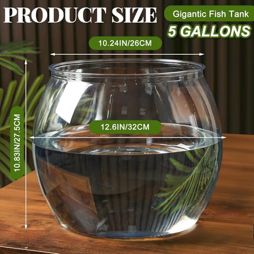 Image of Geelin 5 Gallon Plastic Fish Tank Large Bowl Shatterproof with Crystal Clear Clarity for Terrarium, Flower Vase Centerpiece Gift for Fish Lovers (Round)