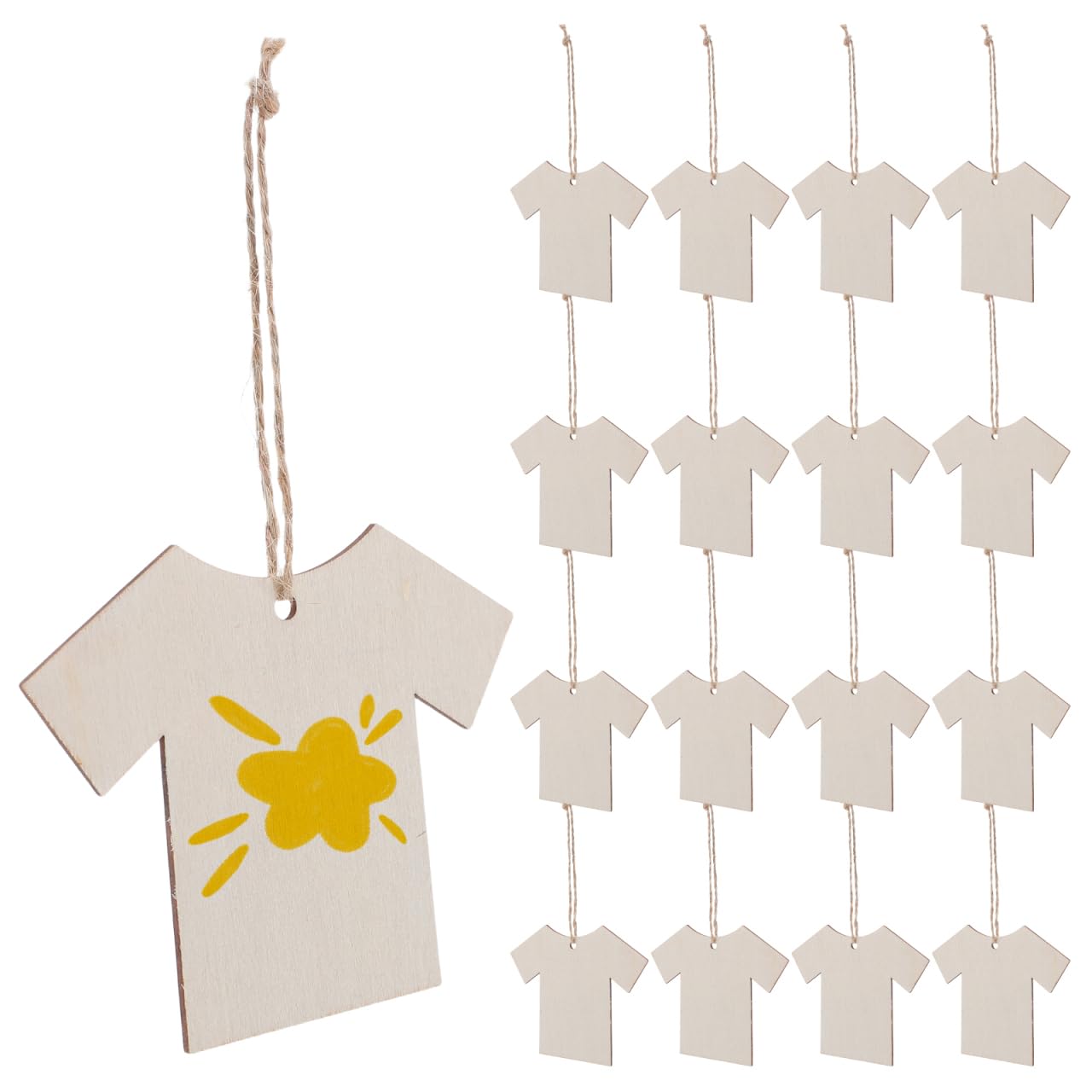 Beavorty 60pcs Wood Hanging Tags T Shirt Labeling Tags Cutouts Ornaments for DIY Crafting Clothing Inserts Event Apparel Display
