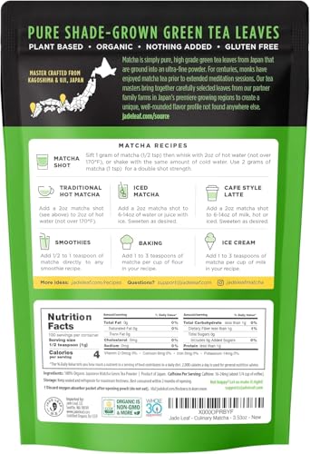Image of Jade Leaf Matcha Organic Culinary Grade Matcha Powder - Japanese Green tea for Baking, Smoothies, Lattes, and Skin Care, 100g / 3.53 Ounce (Pack of 1)