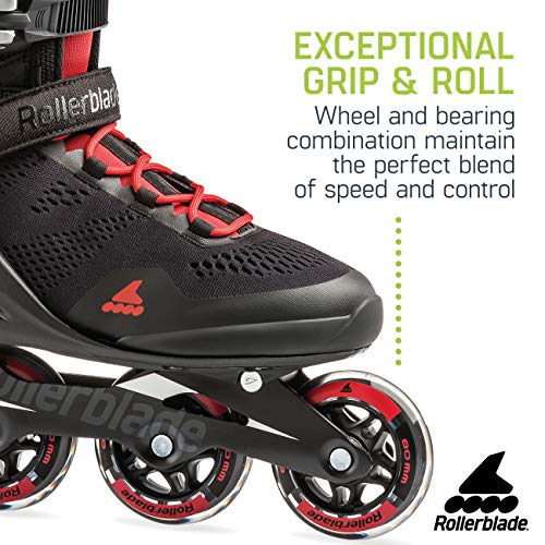 Rollerblade Macroblade 80 Men's Adult Fitness Inline Skate, Black/Red, Medium 12