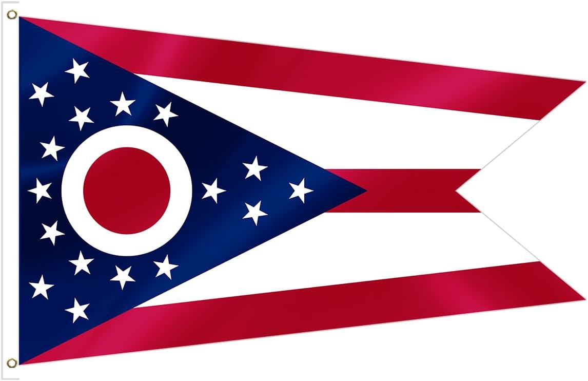 Ohio State Flag 2x3FT OH Flags Vivid Color Fade Resistant Polyester with Brass Grommets Gifts and Room Decor Indoor Outdoor