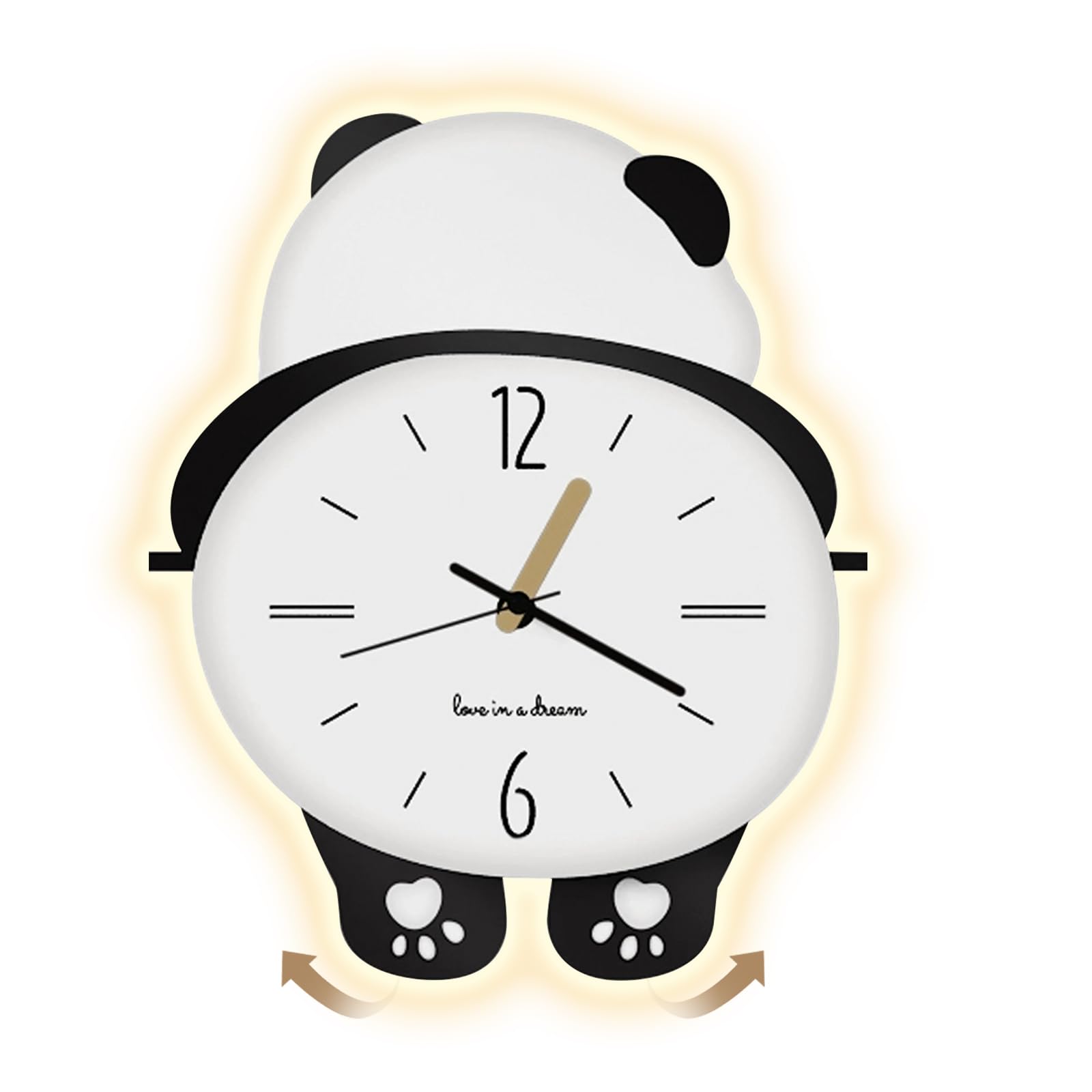 Horloge murale moderne Panda lumineuse pour salon