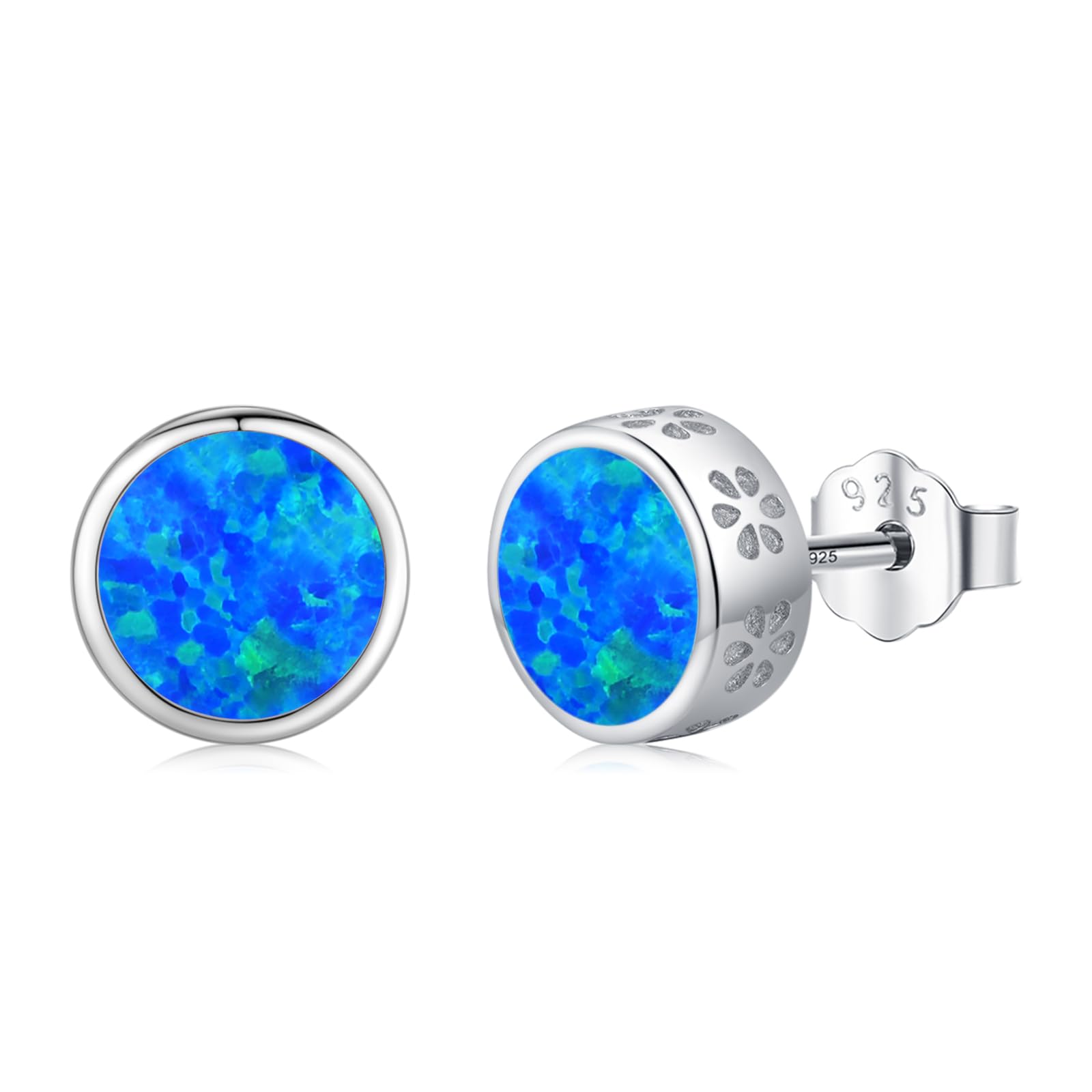 Opal Ohrringe 925er Sterling Silber 8,5 mm Kleine Blumen Ohrstecker Opal Schmuck Geschenke für Damen