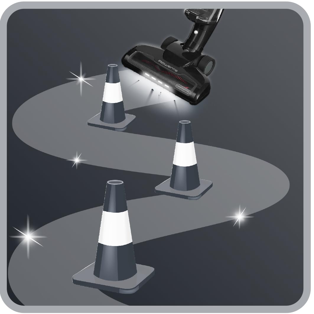 Rowenta Air Force Light Akku Staubsauger kabellos, mit LED- Beleuchtung, 30 Minuten Betriebsdauer, beutellos, 14,4 Volt, leichtes und kompaktes Design, 2,3 kg, Standstaubsauger, schwarz, RH6545